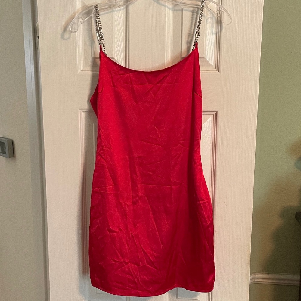 Tijana Rhinestone Strap Dress by Superdown Red Size S